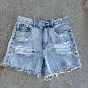 American Eagle Outfitters Light Blue Distressed Denim Shorts